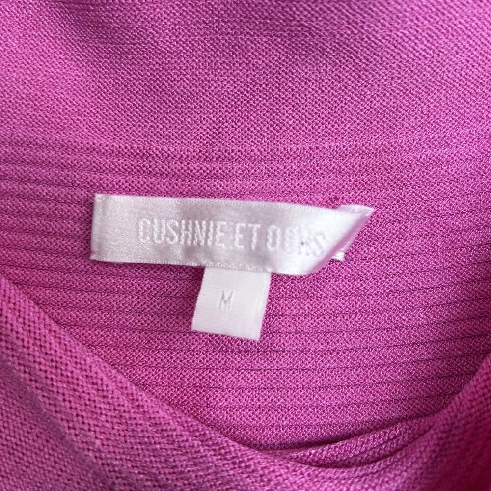 Cushnie et Ochs Pink Ribbed Knit Slash Slit Skirt Size Medium Womens Midi Pullon - Picture 5 of 7